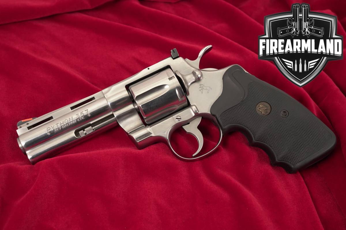 1989 Colt Python Stainless 357 Magnum 4" Snake Gun VENT-RIB