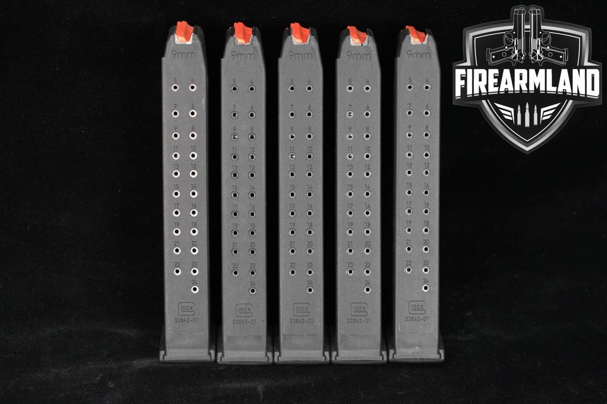 Glock FIVE (5) 24 Round Magazines x5 9mm Luger Mags