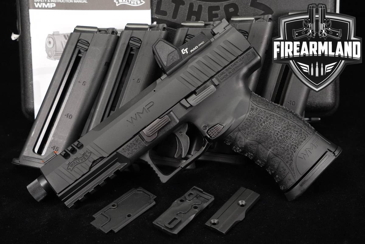Walther WMP SD 22 WMR 4.9 THREADED +6 MAGS, ORIG CASE, CT RED DOT