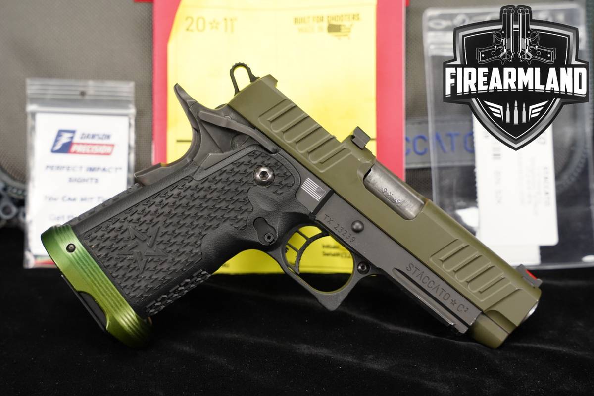 Staccato C2 9mm Optics-Ready 3.9 Two-Tone OD Green STI 1911 2011 +CASE
