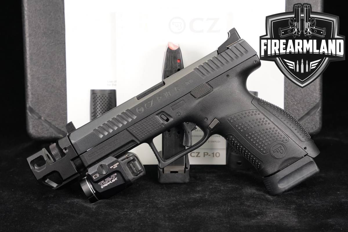 CZ P-10 C COMPENSATOR 9-mm 4.5" P10C P10 +2 MAGS, ORIG CASE & TLR-7 LIGHT