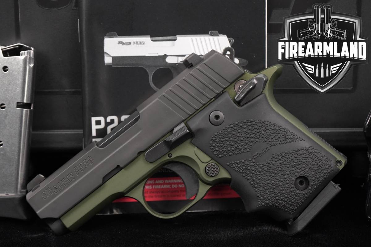 Sig Sauer P938 Army Green 9mm P 938 +3 MAGS, ORIG CASE & HOLSTER