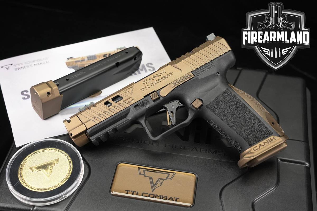 Canik TTI Combat 9mm 4.6" Two-Tone Bronze Pistol +2 MAGS, OG CASE & HOLSTER