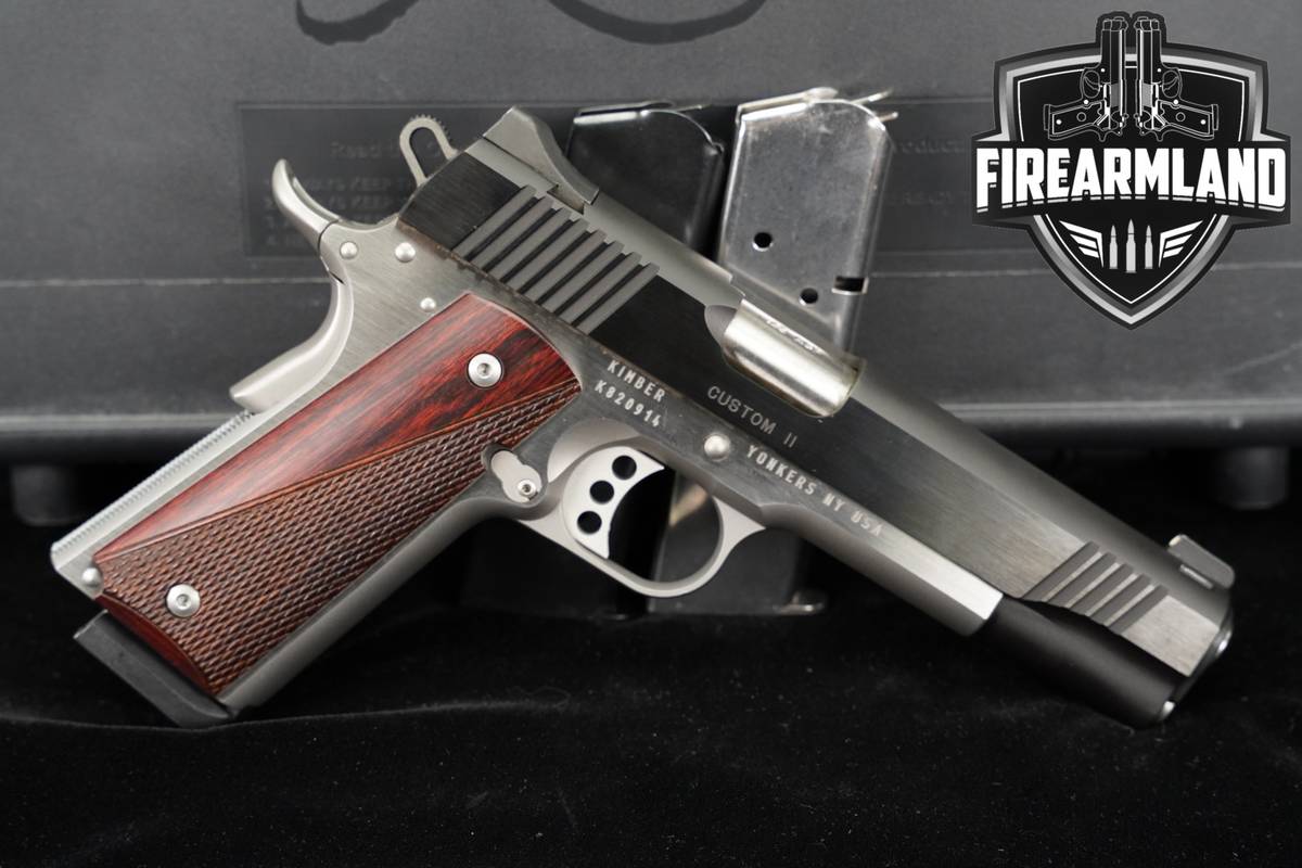 Kimber Custom II 45 ACP 1911 5" Two-Tone Black & Silver +3 MAGS, ORIG CASE