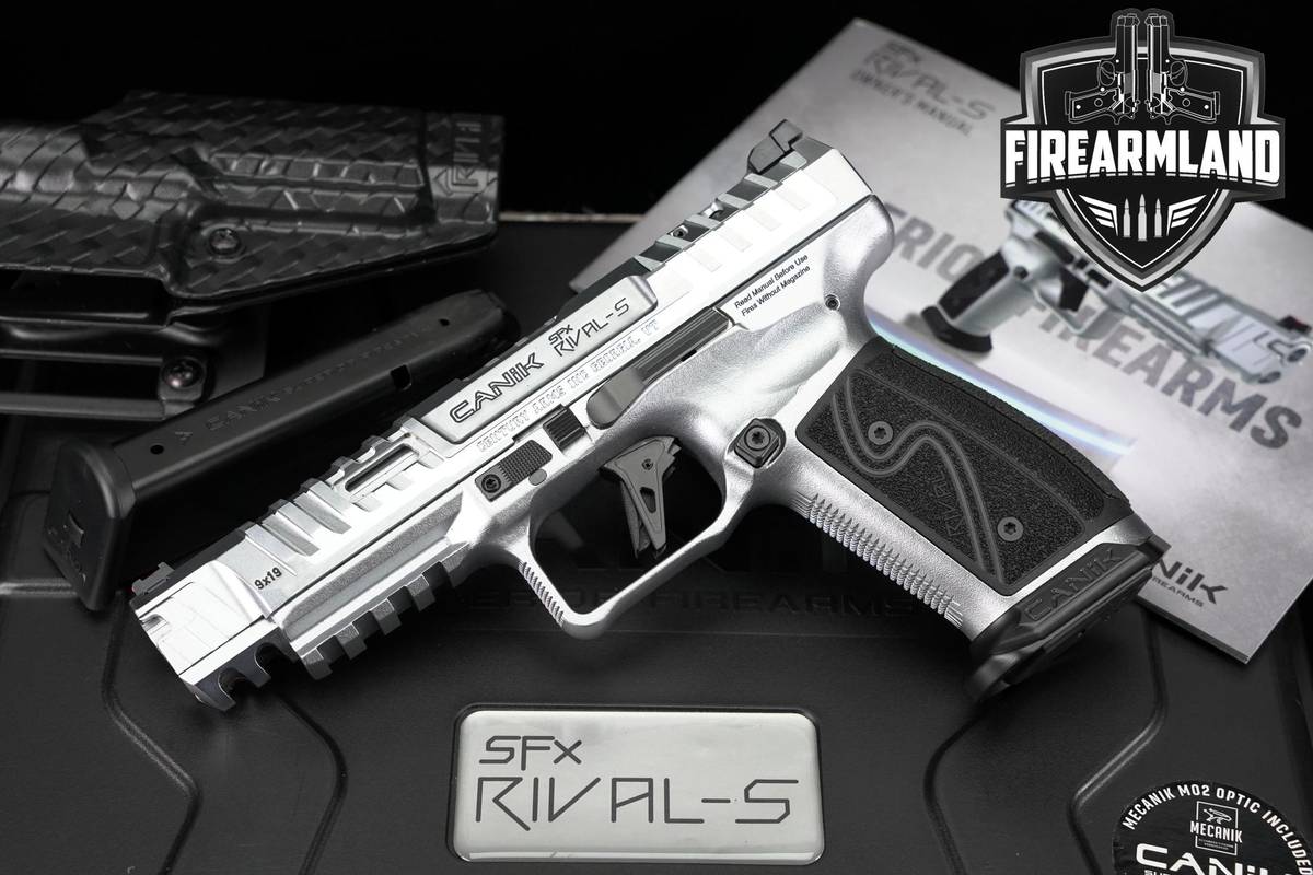Canik SFx Rival-S Chrome 9mm 5" Target Pistol +2 MAGS, ORIG CASE & HOLSTER