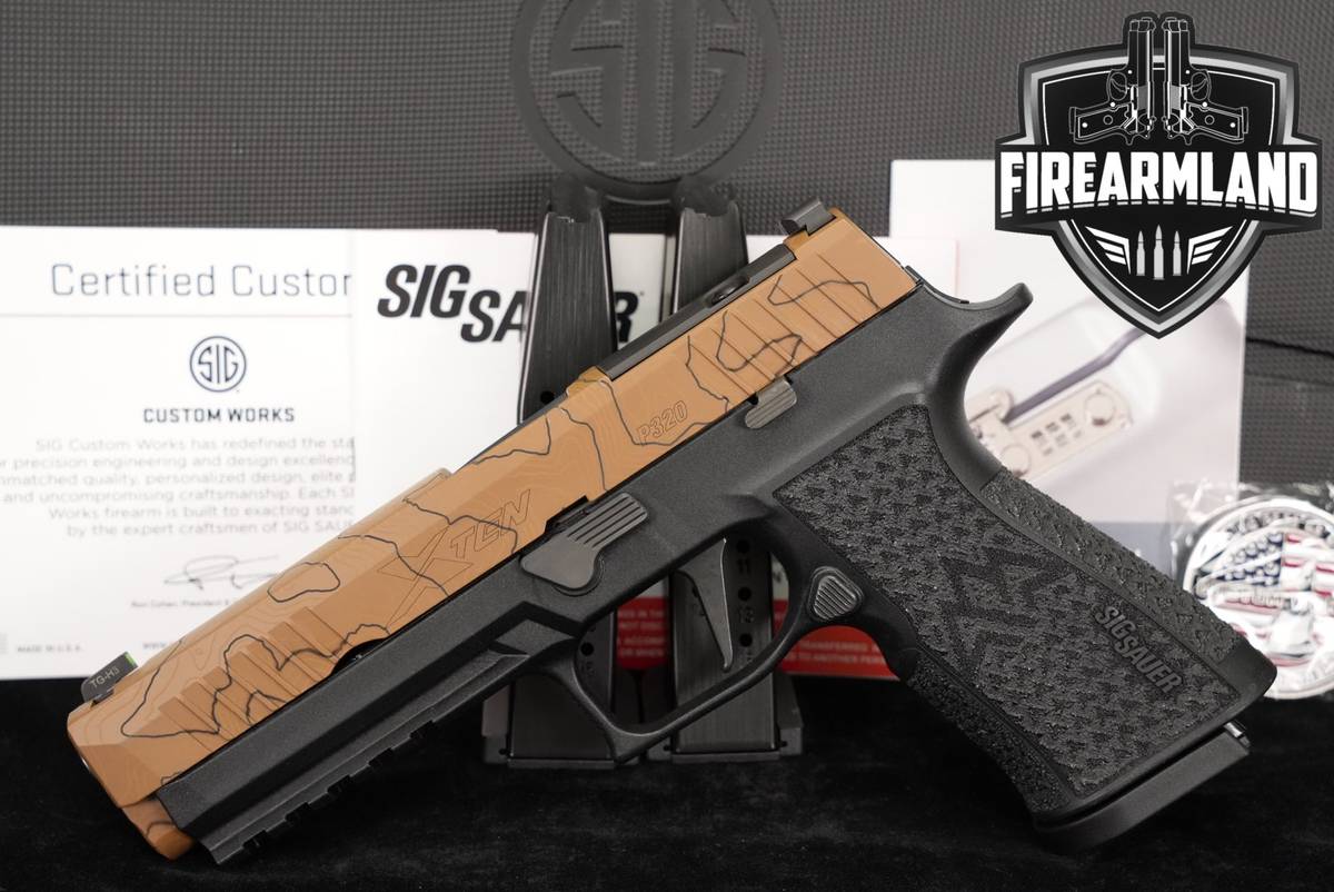 LIKE-NEW Sig Sauer P320 XTEN ENDURE, Custom Works 10mm 5" Tan P-320 +3 MAGS
