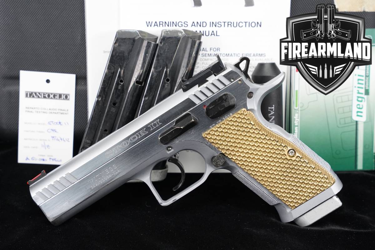 Tanfoglio Stock III EAA Witness 9mm 4.5" Satin Silver +3 MAGS & ORIG CASE