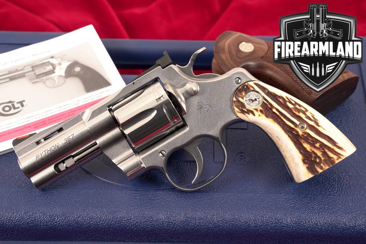 DESIRED Colt Python 357 Magnum 3" Satin Stainless +ORIG CASE, OG GRIPS