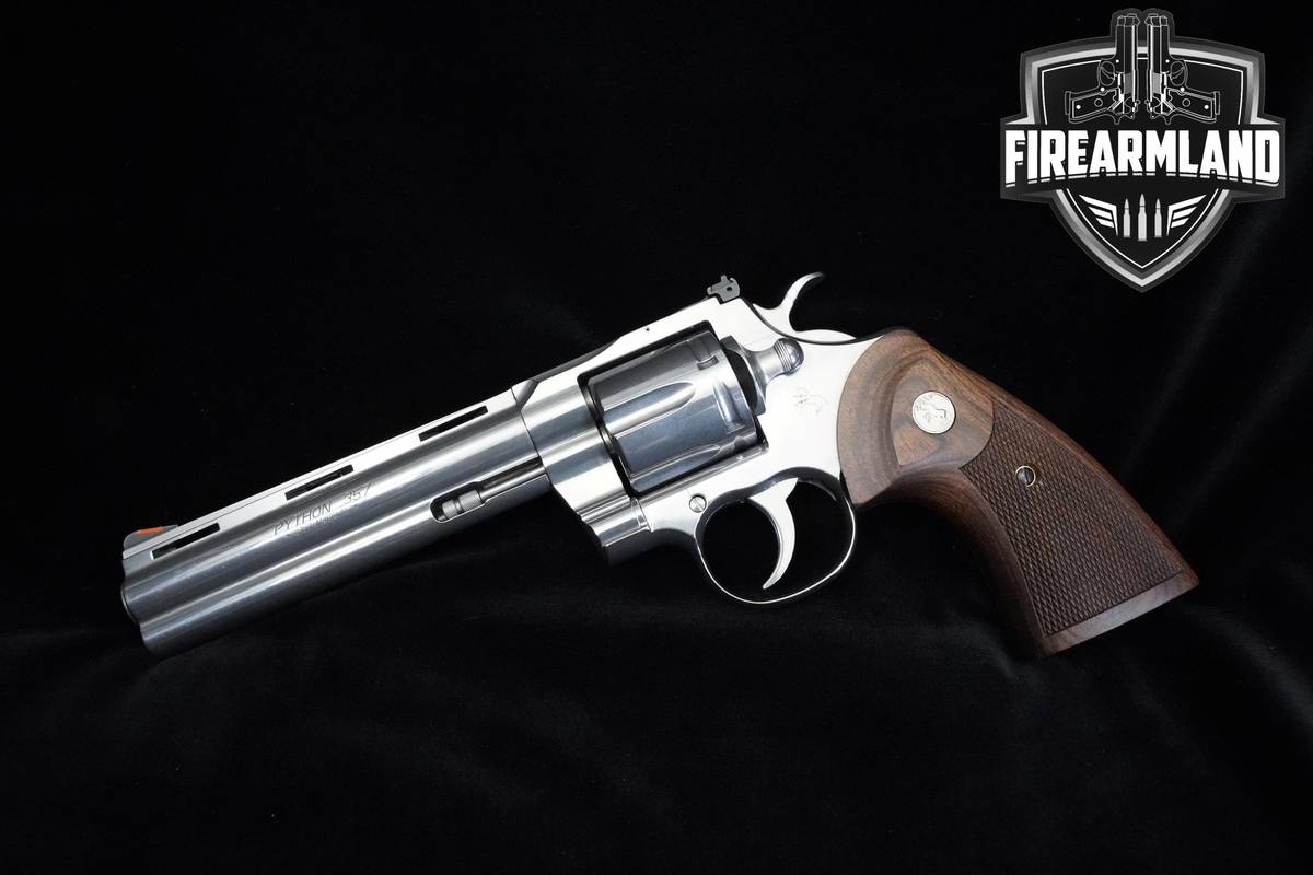 Colt Python 357 Magnum 6" Polished Stainless Colt-Python VENT RIB ORIG CASE