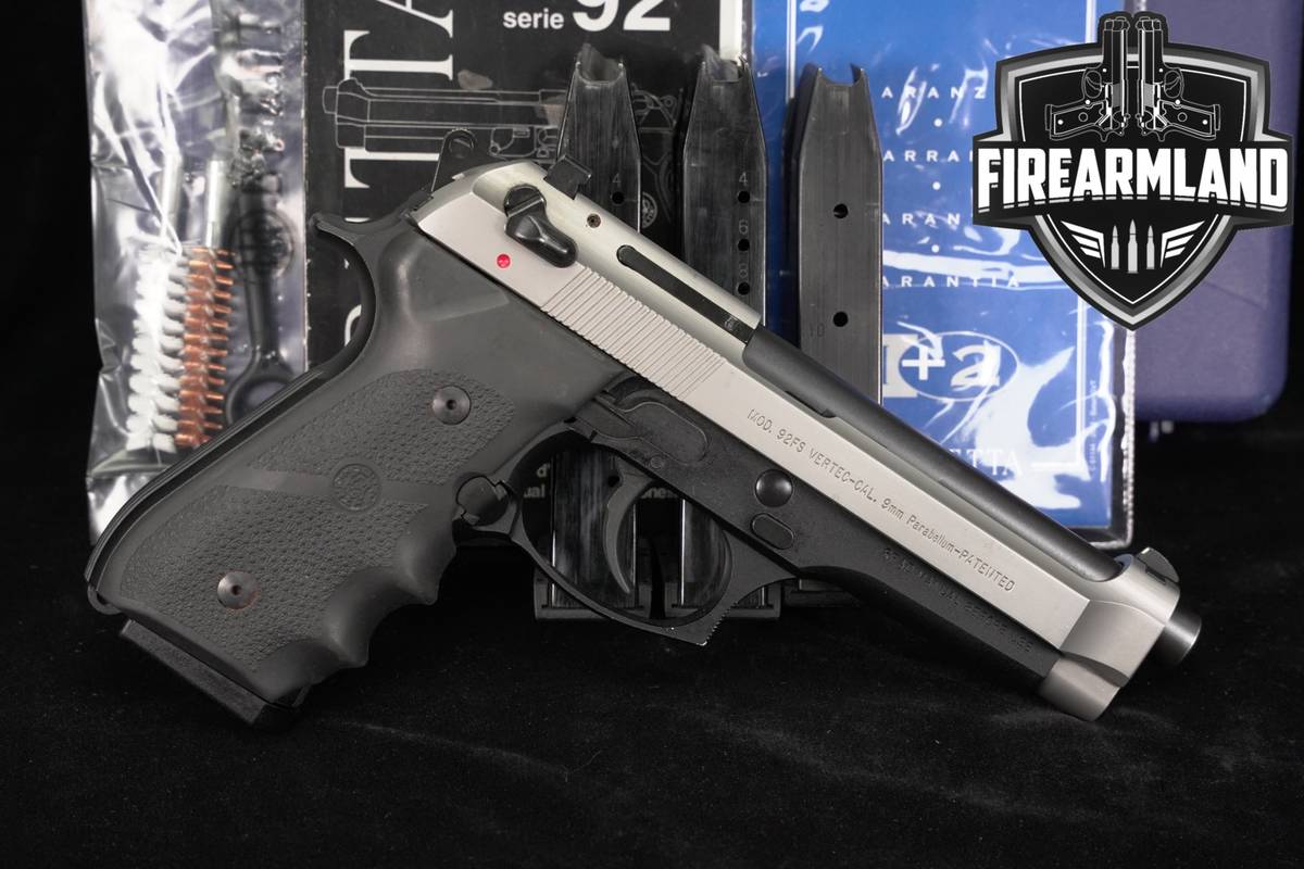 Beretta 92FS Vertec Inox 9mm 4.75 Two-Tone Stainless +4 MAGS & ORIG CASE