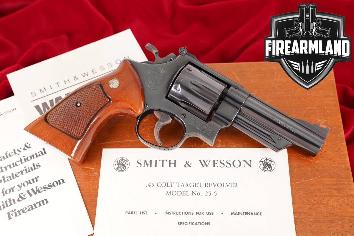 1980 Smith & Wesson Model 25-5 S&W 45 Colt 4 High Polish Blue +ORIG CASE