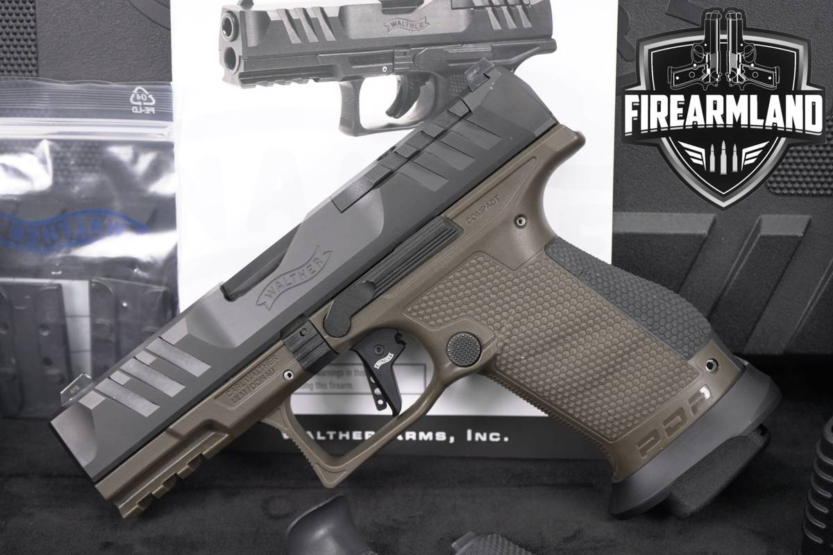 Walther PDP Pro-E Compact 9mm Two-Tone Black & OD Green +3 MAGS, ORIG CASE