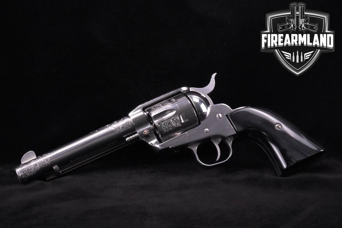 Ruger New Vaquero Engraved 45 Colt 5.5" High Gloss Stainless +ORIG CASE