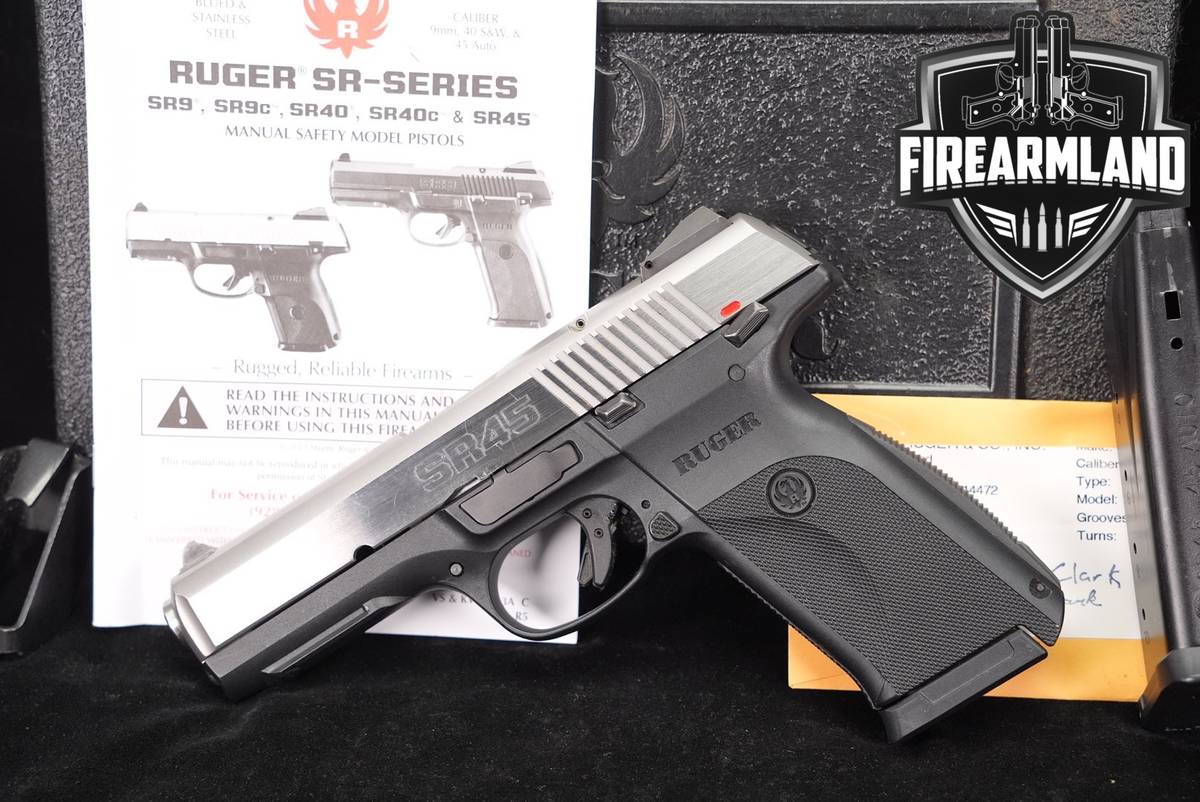 Ruger SR45 45 ACP 4.5" Two-Tone Stainless SR +2 MAGS & ORIG CASE