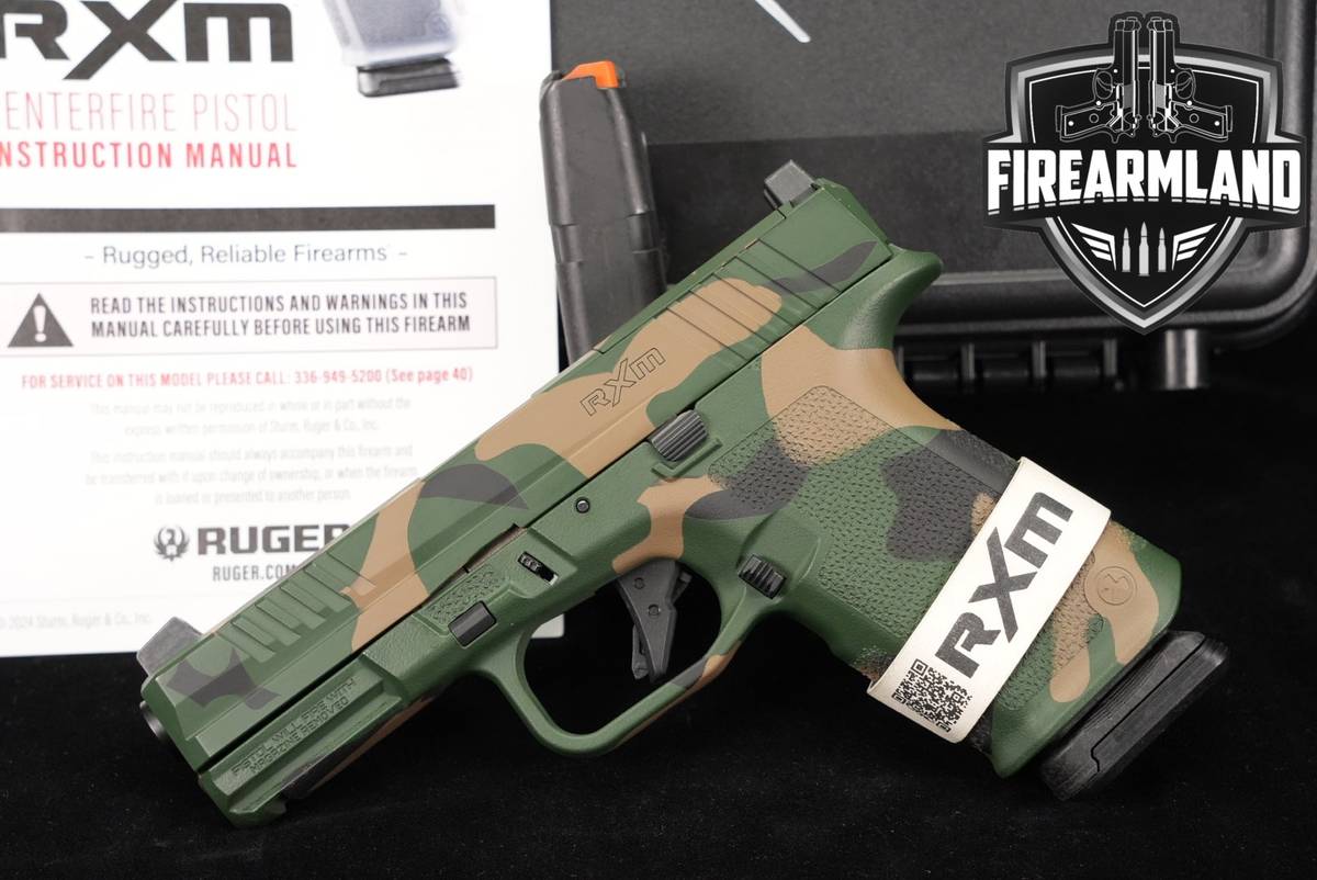 Ruger RXM Compact 9mm 4 Green/Tan/Black Camo +2 MAGS & ORIG CASE