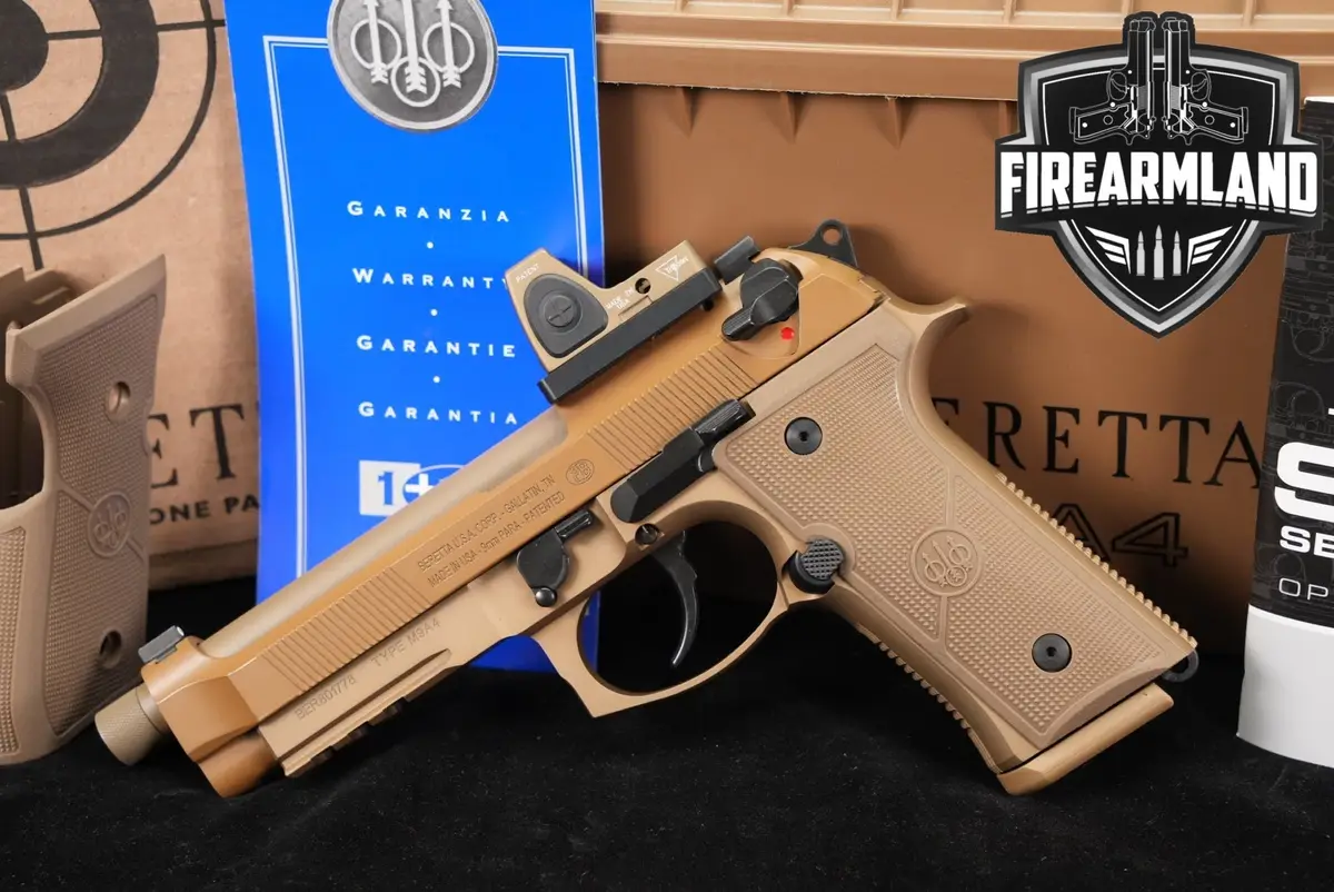 Beretta M9A4 9mm FDE M9 A4 THREADED +2 MAGS, ORIG CASE, TRIJICON OPTICS