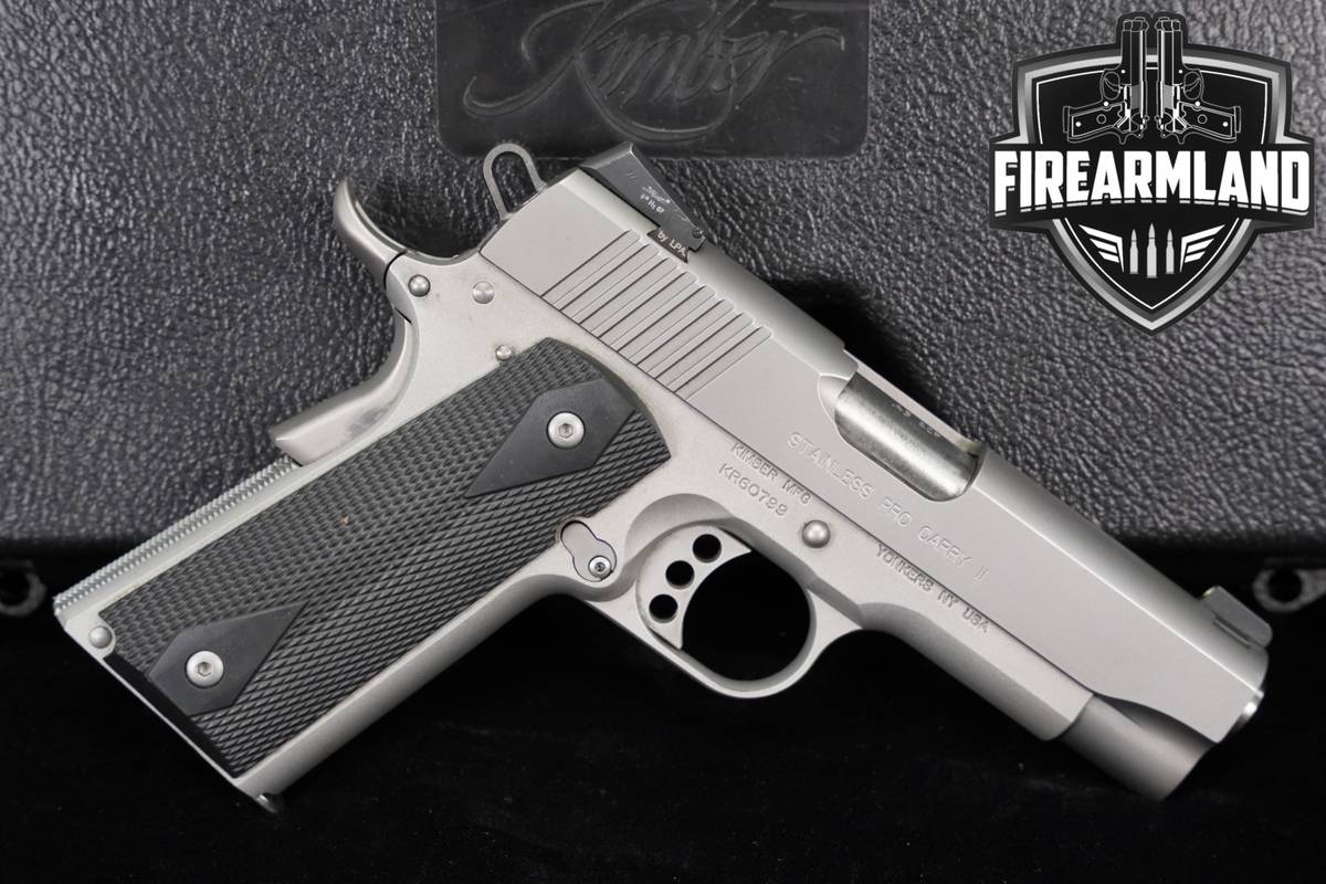 Kimber Stainless Pro Carry II 45 ACP 1911 4" Match Grade Bull Satin Silver