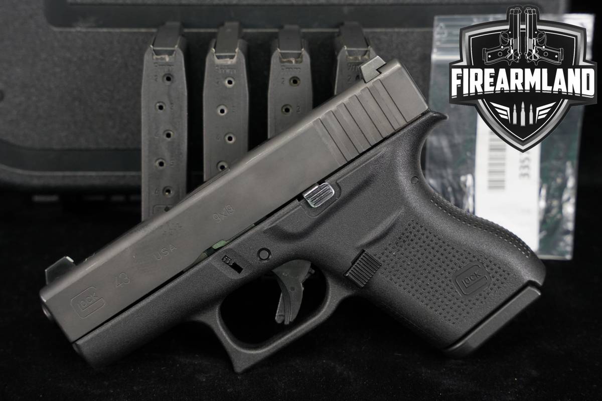 Glock 43 G43 Slimline 9mm 3.41 +5 MAGS & ORIG CASE