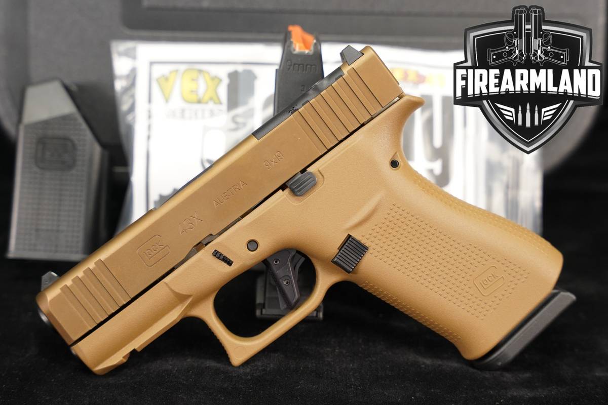 Glock 43X MOS G43X 9mm 3.41 Coyote Tan +2 MAGS & ORIG CASE