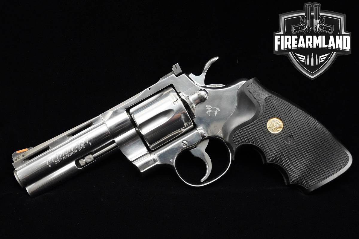 1989 Colt Python 357 Magnum 4" Stainless Steel Colt DA/SA Snake Gun