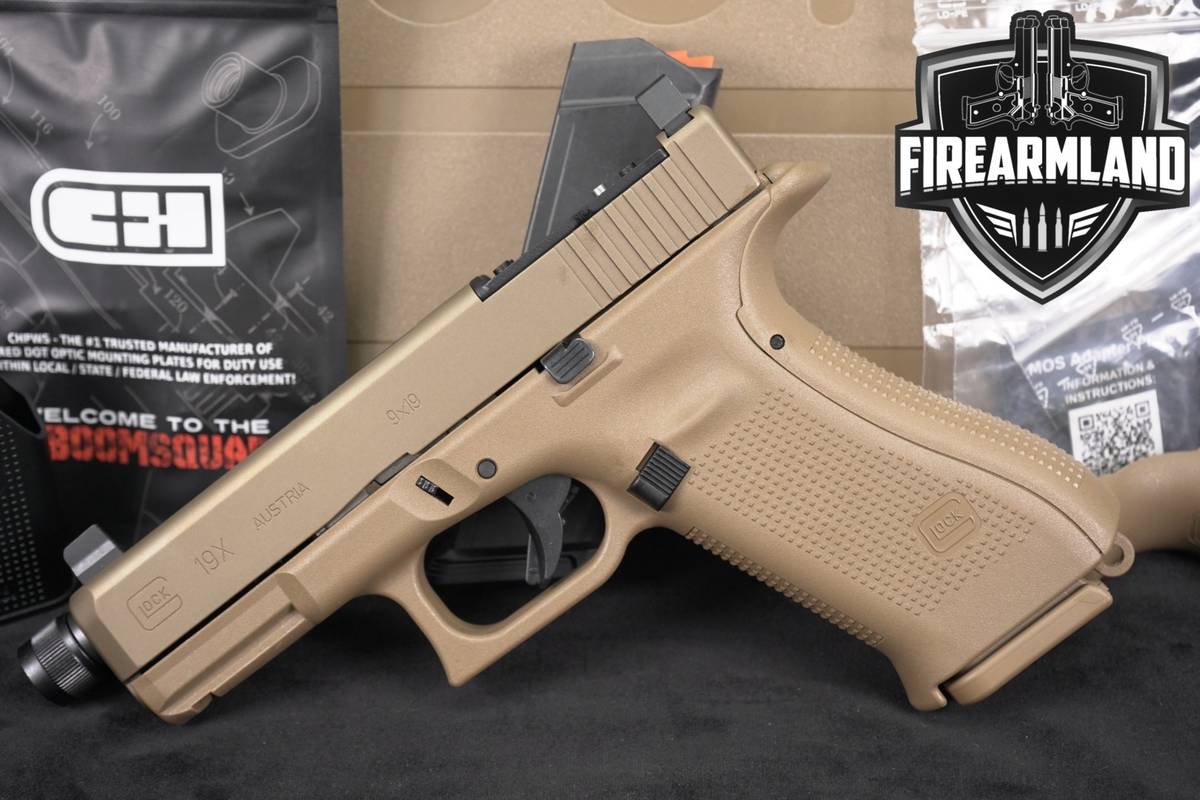 Glock 19X G19X 19-X 9mm Optics-Ready Coyote Tan THREADED +2 MAGS, ORIG CASE