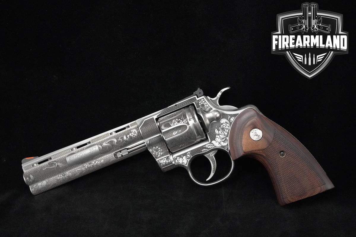 SNAKE GUN! Colt Python 357 Magnum Engraved 6" Stainless Colt-Python