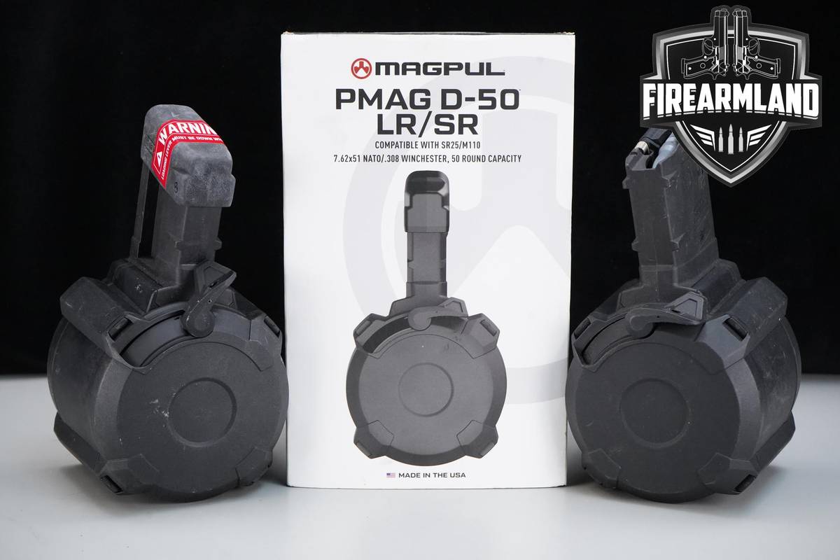 Three (3) Magpul PMAG D-50 50rd Drum Magazines 7.62X51