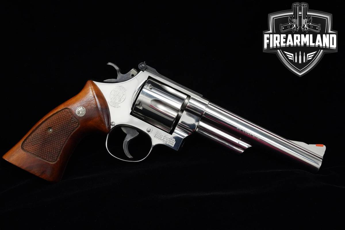 1986 Smith & Wesson Model 25-5 1955 Target Heavy Barrel 45 Colt Nickel