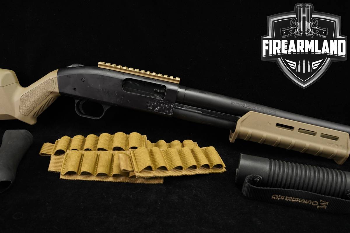 Mossberg Model 590 12-Gauge 18.5" Black & FDE BIRDSHEAD GRIP, MOE FOREND