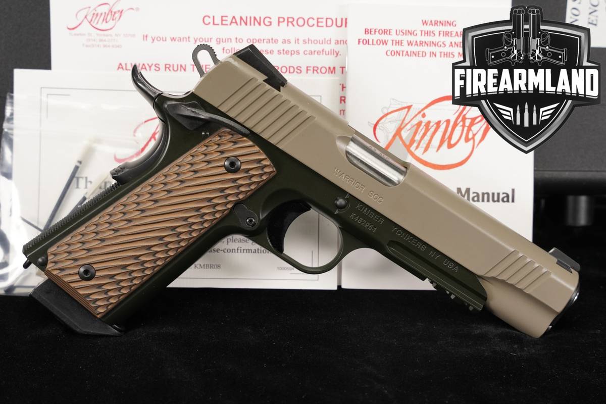 Kimber Warrior SOC 45 ACP 1911 Two-Tone Tan & Dark Green FDE/OD +ORIG CASE