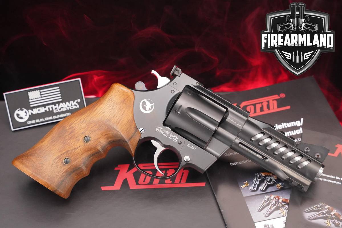 Nighthawk Custom Korth NXR 44 Rem Mag 4" Black DLC DA/SA