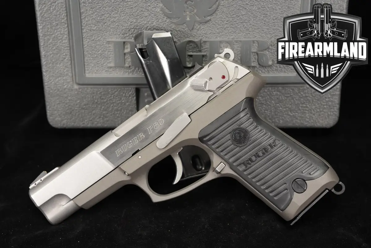 1993 Ruger P89 9mm 4.5" Two-Tone Stainless & Gray P-89 +2 MAGS & ORIG BOX