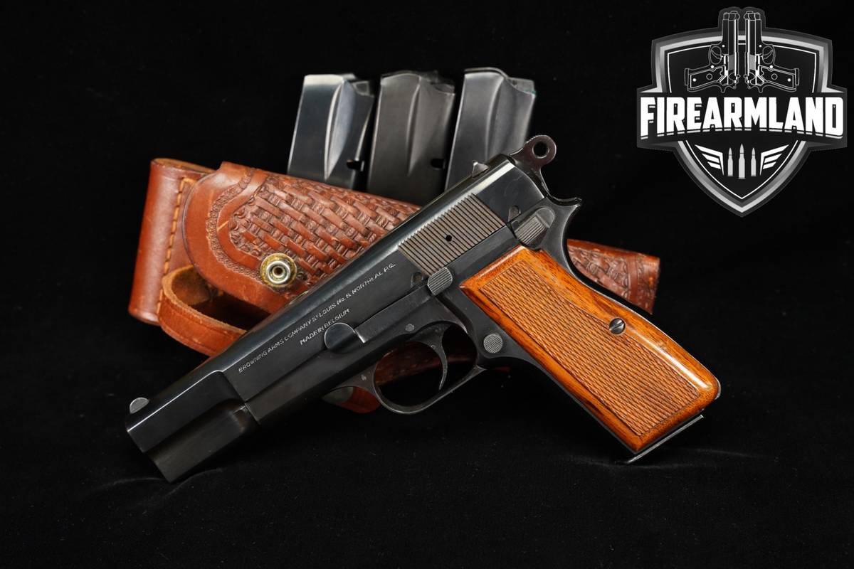 1967 Browning Hi-Power T-Series 9mm 4.625" Blued +4 MAGS & HOLSTER