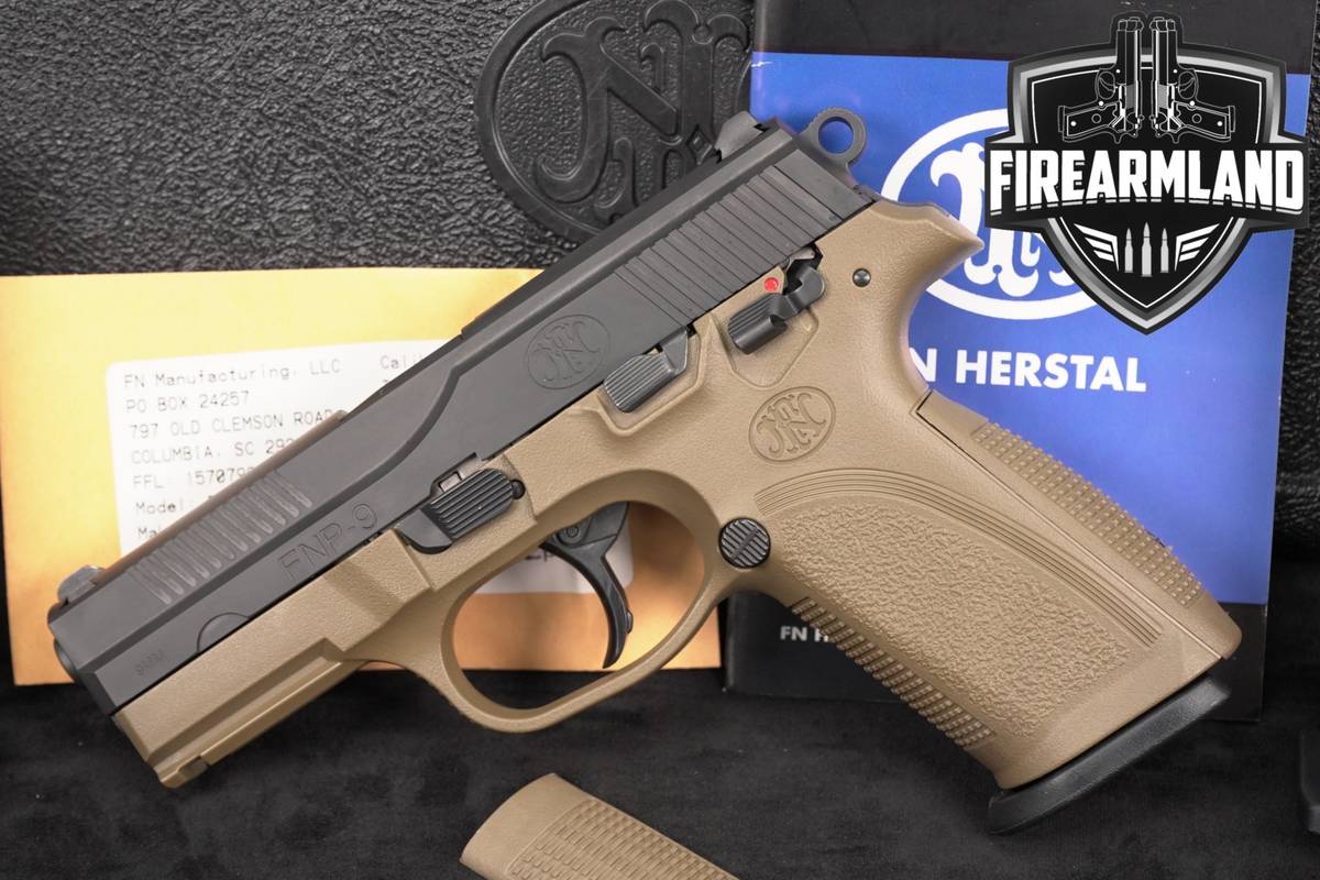 FN FNP-9 MS 9mm 4" FNP9 Two-Tone FDE +3 MAGS & ORIG CASE