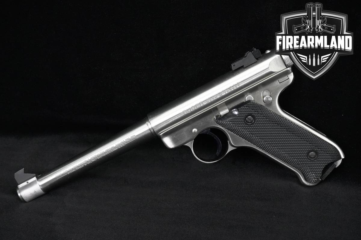 1990 Ruger Mark II Target 22LR 6.875" Stainless MK2 MKII Pistol +3 MAGS