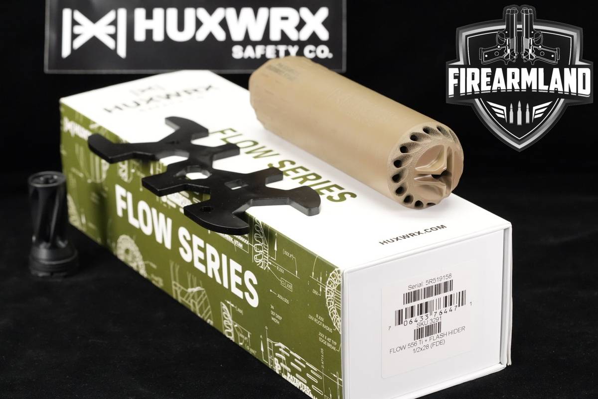HuxWrx Flow 556 Ti FDE 5.56mm NATO 6.8" Suppressor Silencer +ORIG BOX