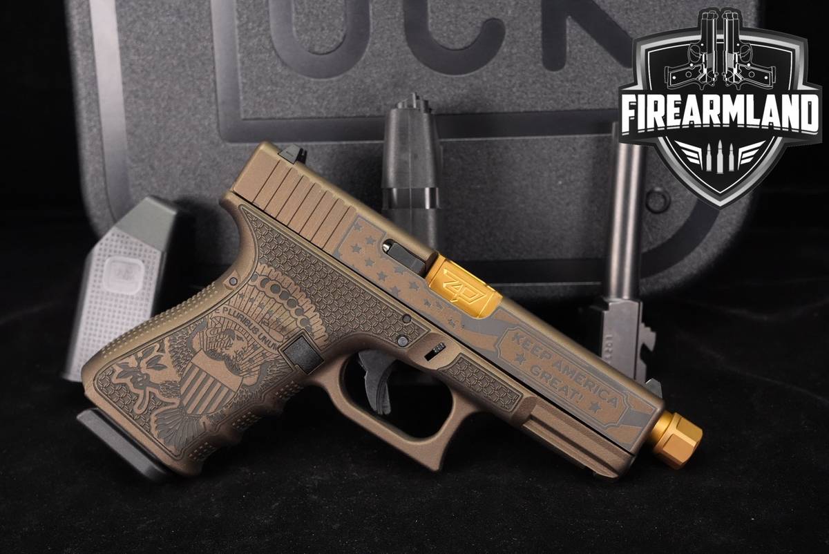 Glock 19 Gen4 G19 Gen 4 TRUMP 45th 9mm THREADED +2 MAGS & ORIG CASE