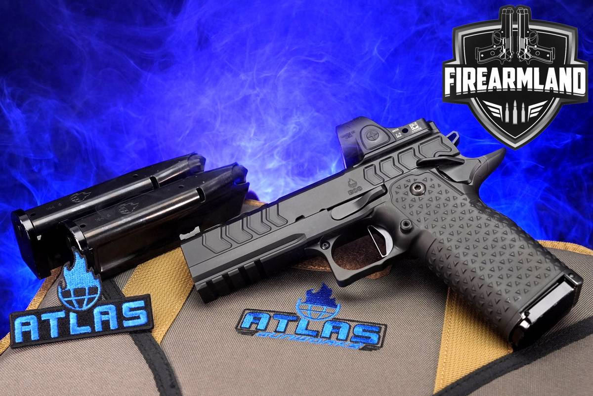 Atlas Gunworks EOS 9mm 4.25" 1911 2011 +3 MAGS, ORIG CASE, TRIJICON SRO