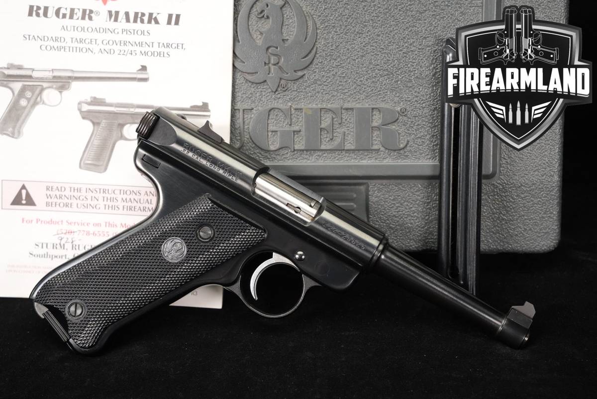 1998 Ruger Mark II Standard 22LR 4.75" Blued MK2 MK 2 +TWO MAGS, ORIG CASE