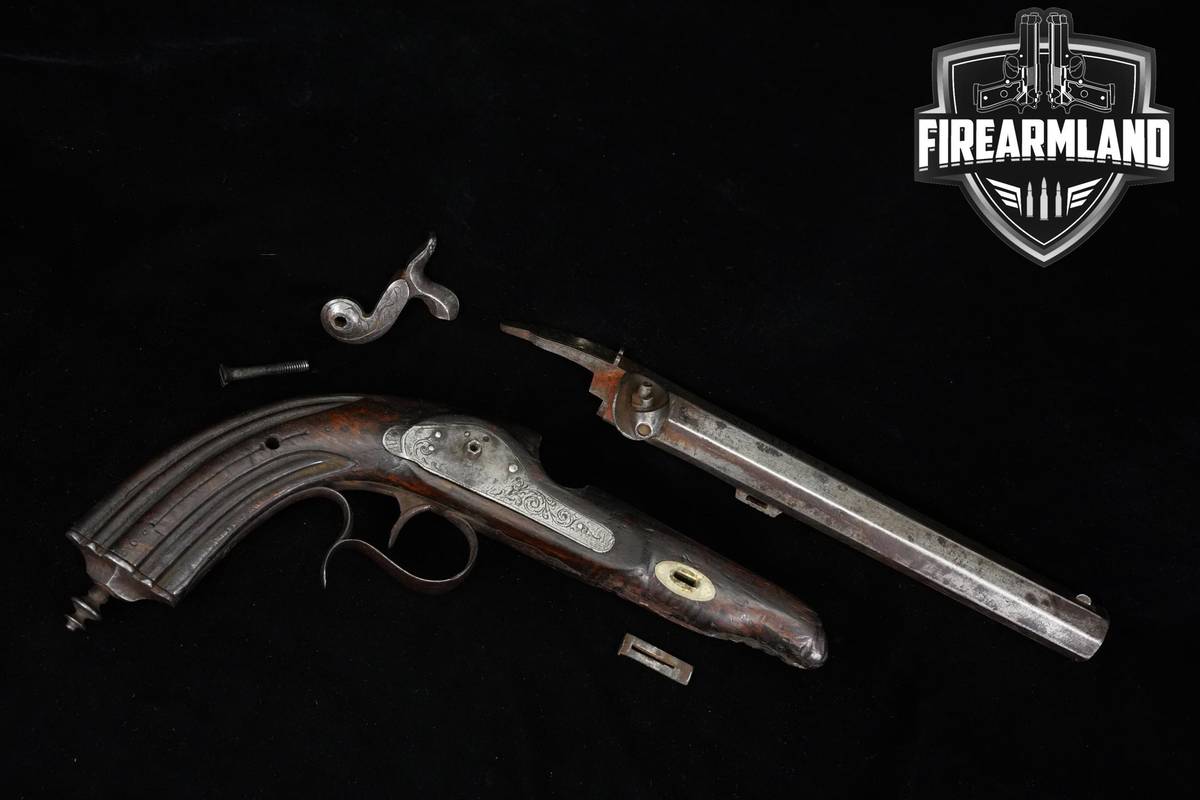 Liege Arsenal 50 Caliber 7.75" Damascus Barrel & Wood Engraved Octagonal