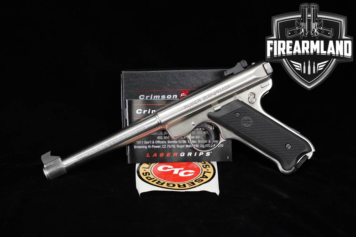 1990 Ruger Mark II Target 22LR Brushed Stainless Tapered Barrel +2 MAGS