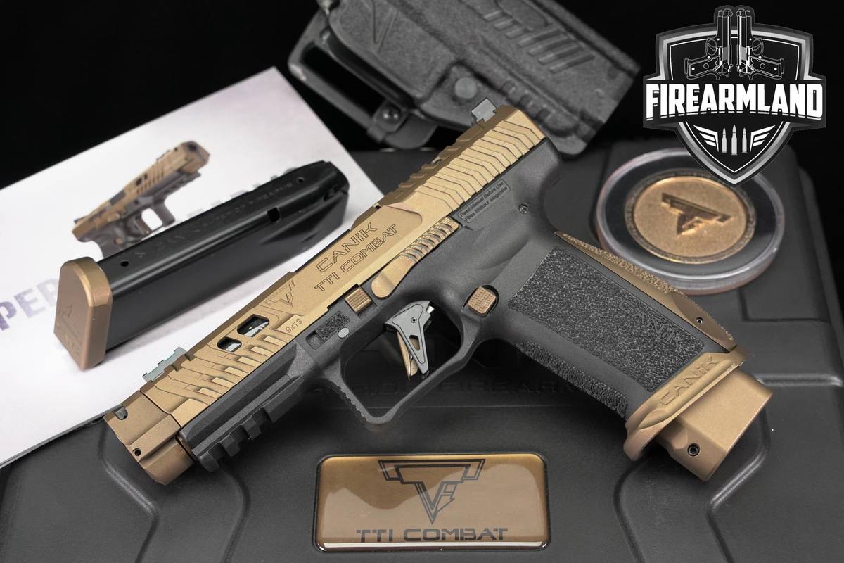 Canik TTI Combat 9mm 4.5" Two-Tone Bronze Pistol +2 MAGS & ORIG CASE