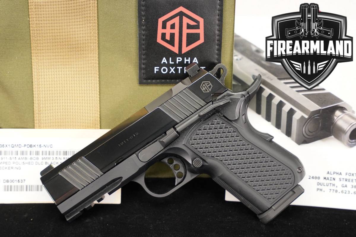 Alpha Foxtrot AF1911-S15 9mm 1911 3.5 Two-Tone Black & Silver +ORIG CASE