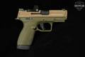 Smith & Wesson (S&W) M&P Shield X Thumb Safety 9mm Luger Two-Tone FDE & OD Green in Very Good Condition Image 4