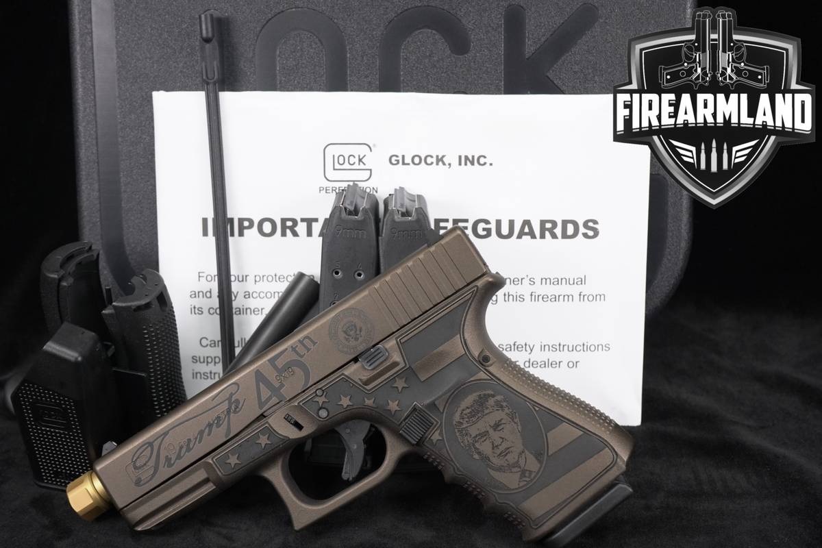 TRUMP 45th Glock 19 Gen4 G19 Gen 4 9mm ZP GOLD THREADED BARREL +3 MAGS