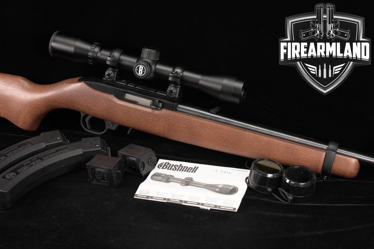 Ruger 10/22 Carbine Hardwood 22LR 18.5 10 22 1022 +5 MAGS, BUSHNELL SCOPE