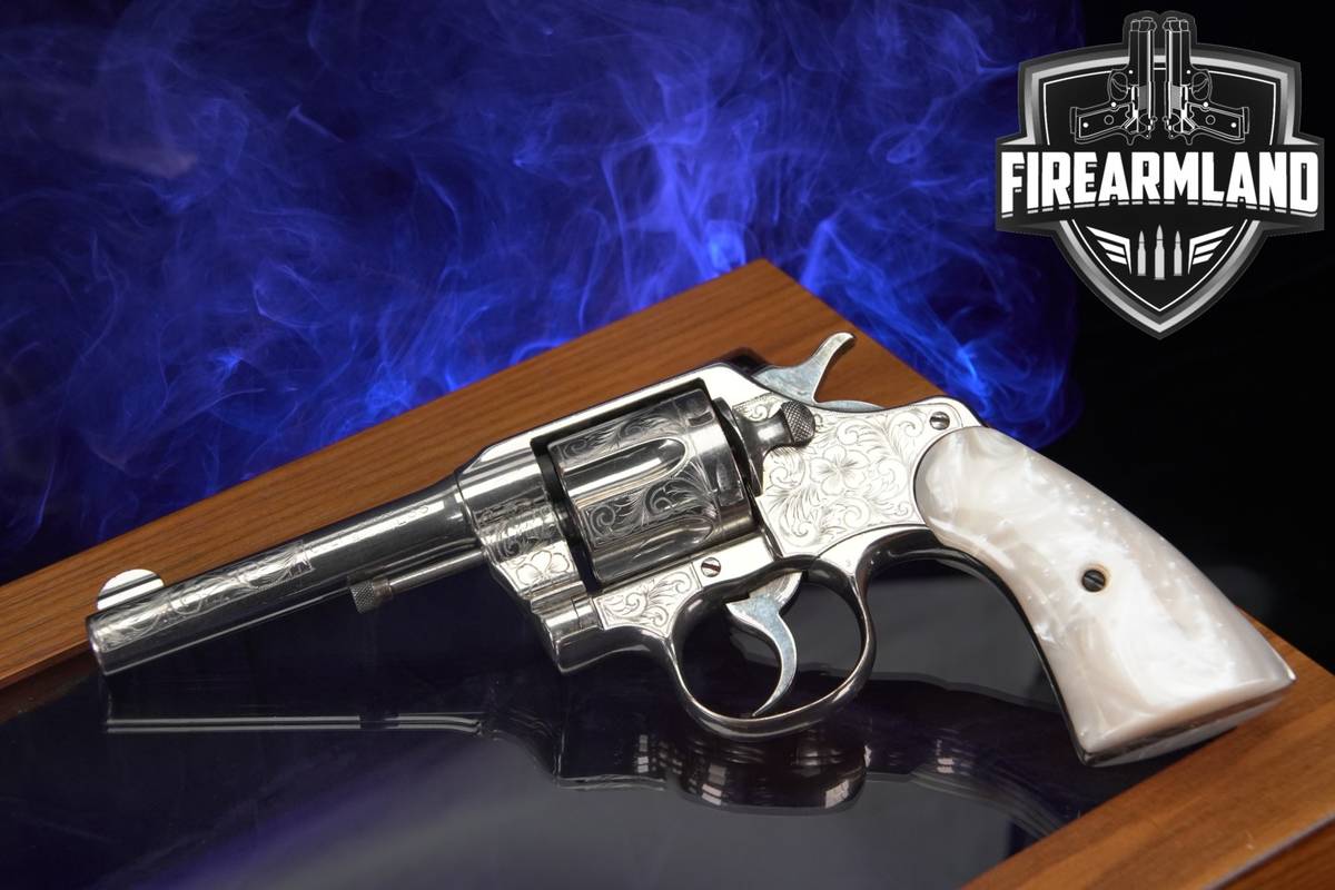 HAND ENGRAVED 1912 Colt Army Special 38-Special 4.5" Nickel +ORIG CASE