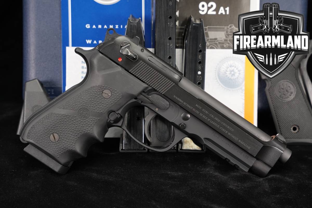 Beretta 92A1 9mm 4.92" M92 92 A1 +4 MAGS, ORIG CASE, HOLSTER, OG GRIPS