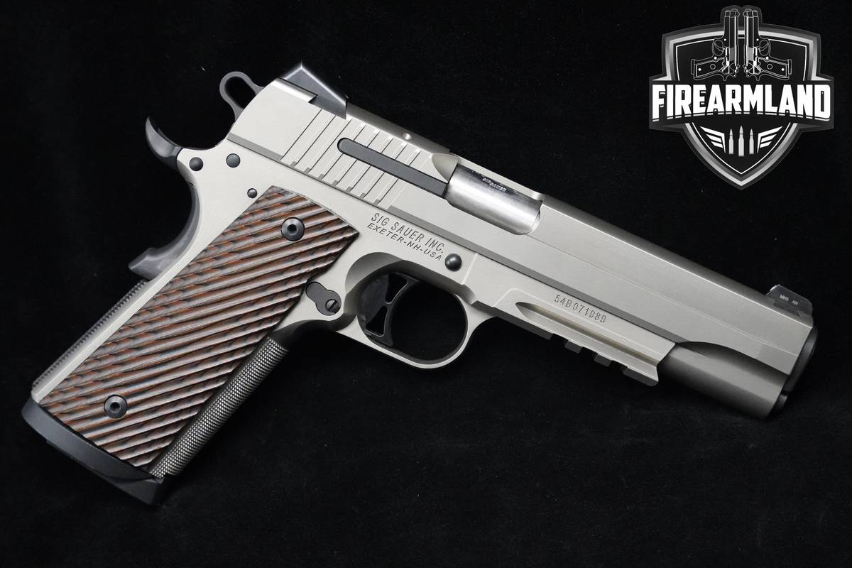 Sig Sauer 1911 Nickel 45 ACP 5" Sig-Sauer 1911-NI 1911-A1 +2MAGS, ORIG CASE