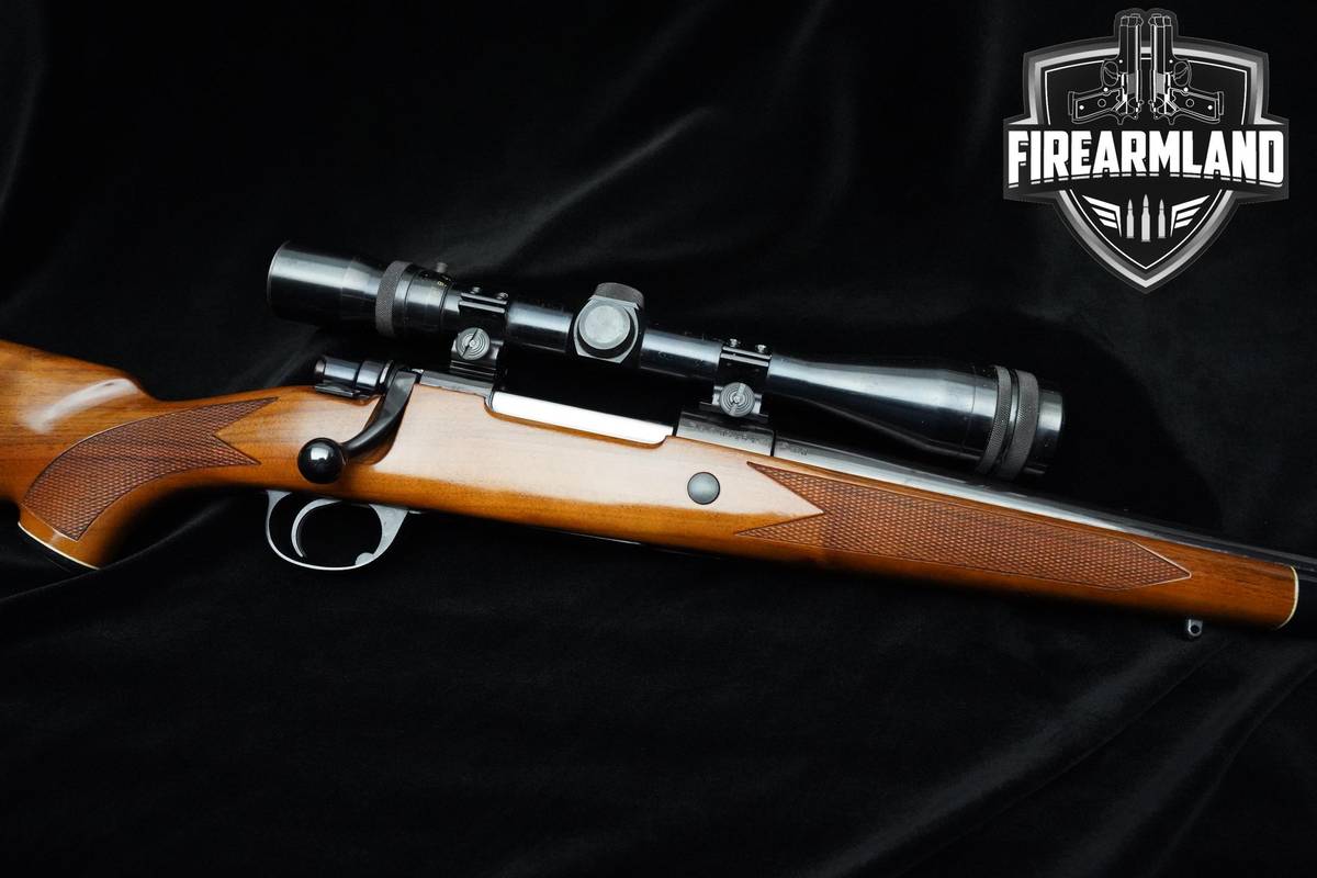 1977 Interarms Mark X 375 H&H Manchester 24" Blued Mauser Rifle +Scope